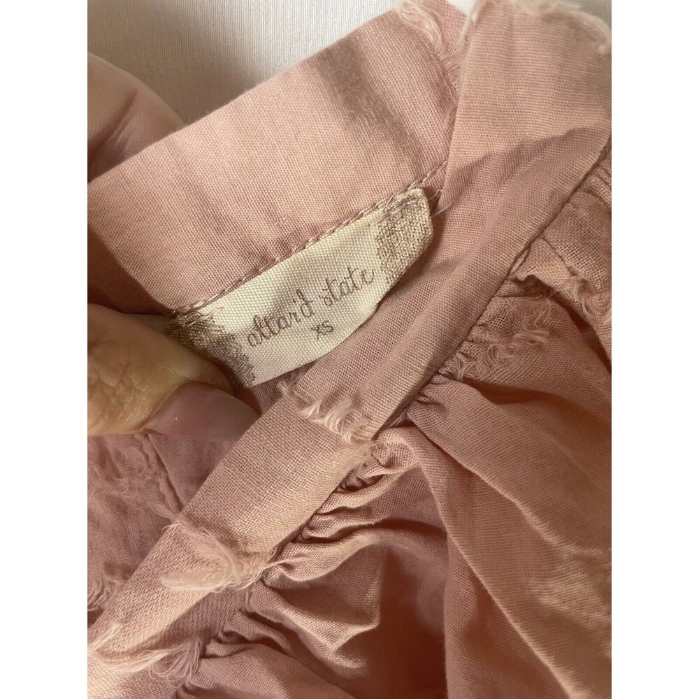 Altar’d State Distressed Pink Babydoll Mini Dress Size XS Ribbon Tie 3/4 Sleeves - Picture 6 of 8